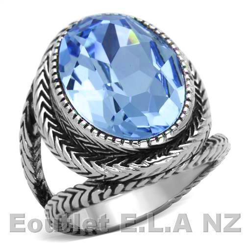 VINTAGE STYLE SWAROVSKI CRYSTAL STAINLESS STEEL RING-4 sizes